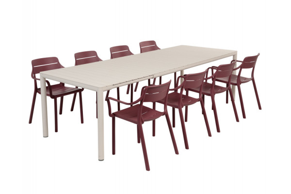 Nardi Tevere Cassia Havemøbelsæt 210-275cm Sand Borgogna