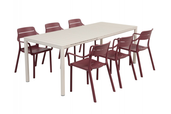 Nardi Tevere Cassia Havemøbelsæt 147-211cm Sand Borgogna