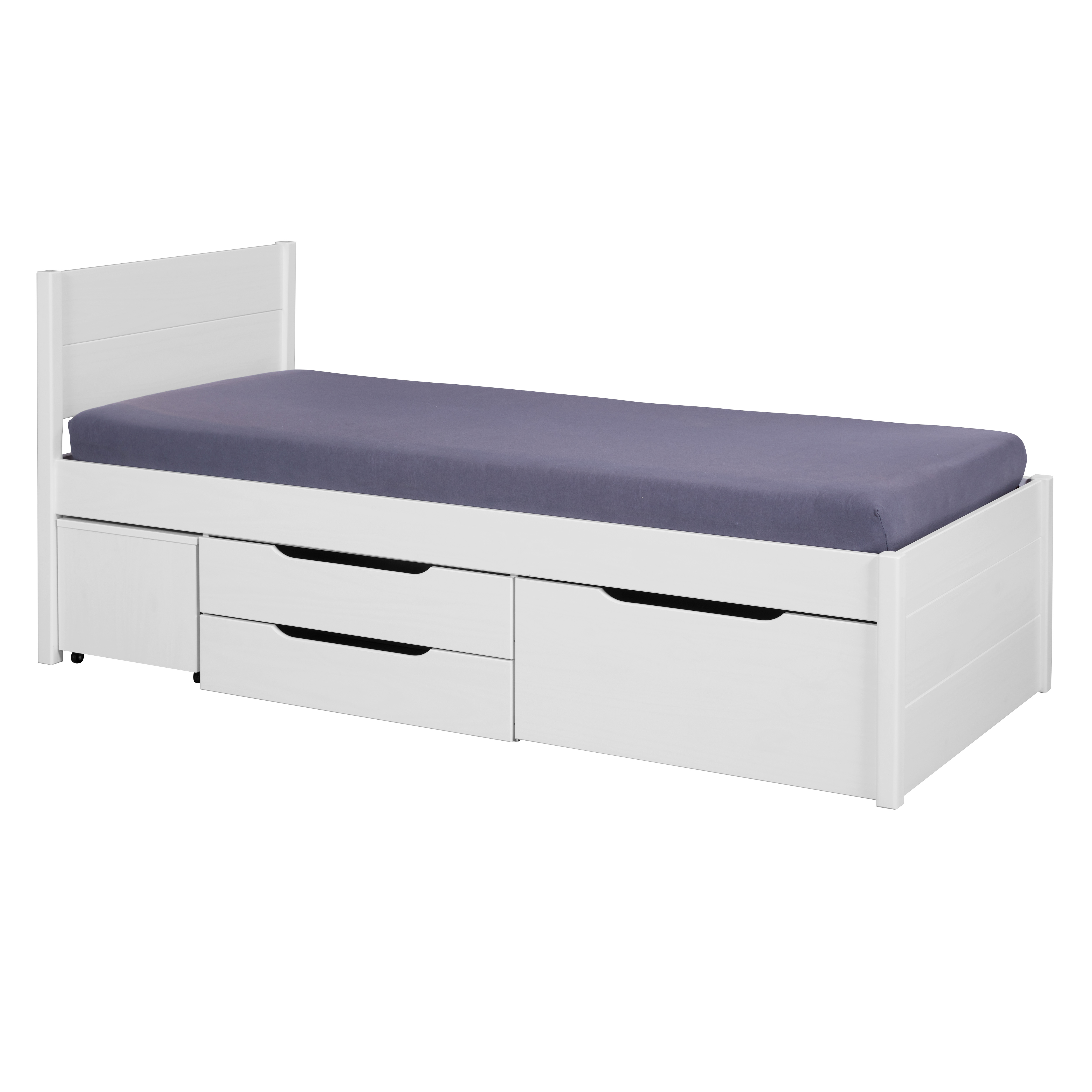Nordic Living Collection Efetivo Sengeramme     Udtræksbord Og   Skuffer Hvid Fyrretræ  90x200
