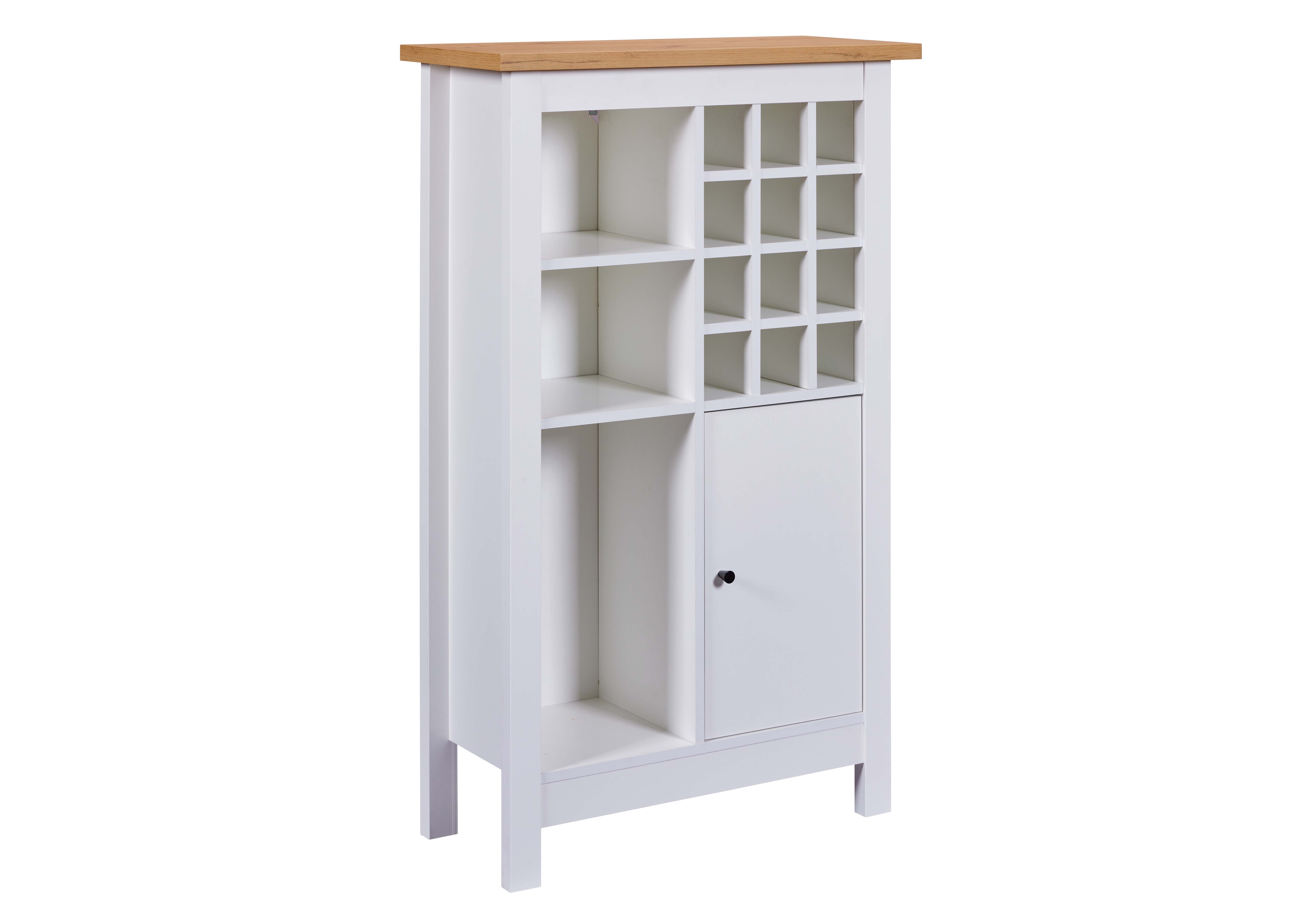 Nordic Living Collection Julina Vinskab       Låge    Hylder    Store Rum Og 12 Små Rum Natur Og Hvid Mdf