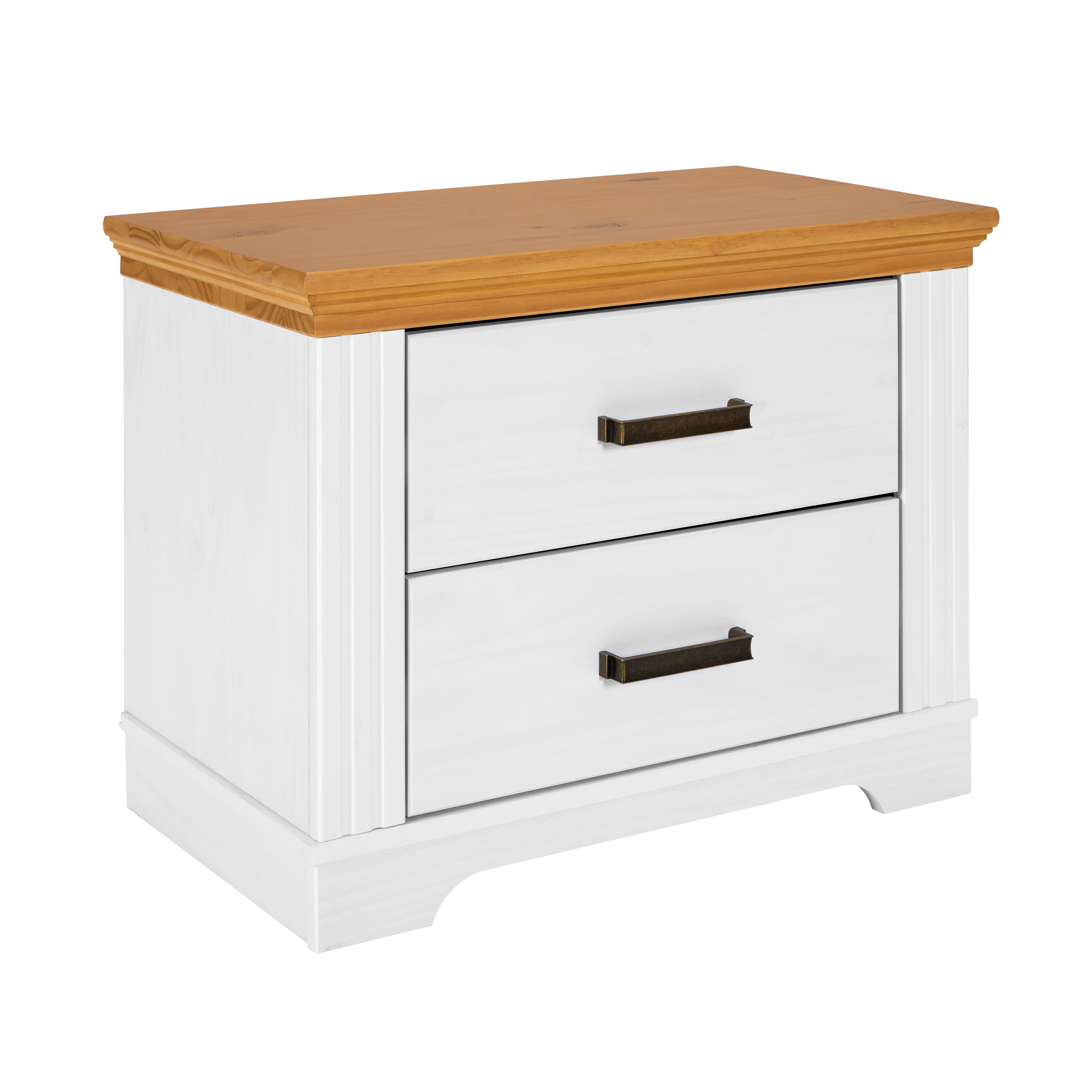 Nordic Living Collection  Maluno Sengebord       Skuffer Natur Og Hvid Fyrretræ  68x41