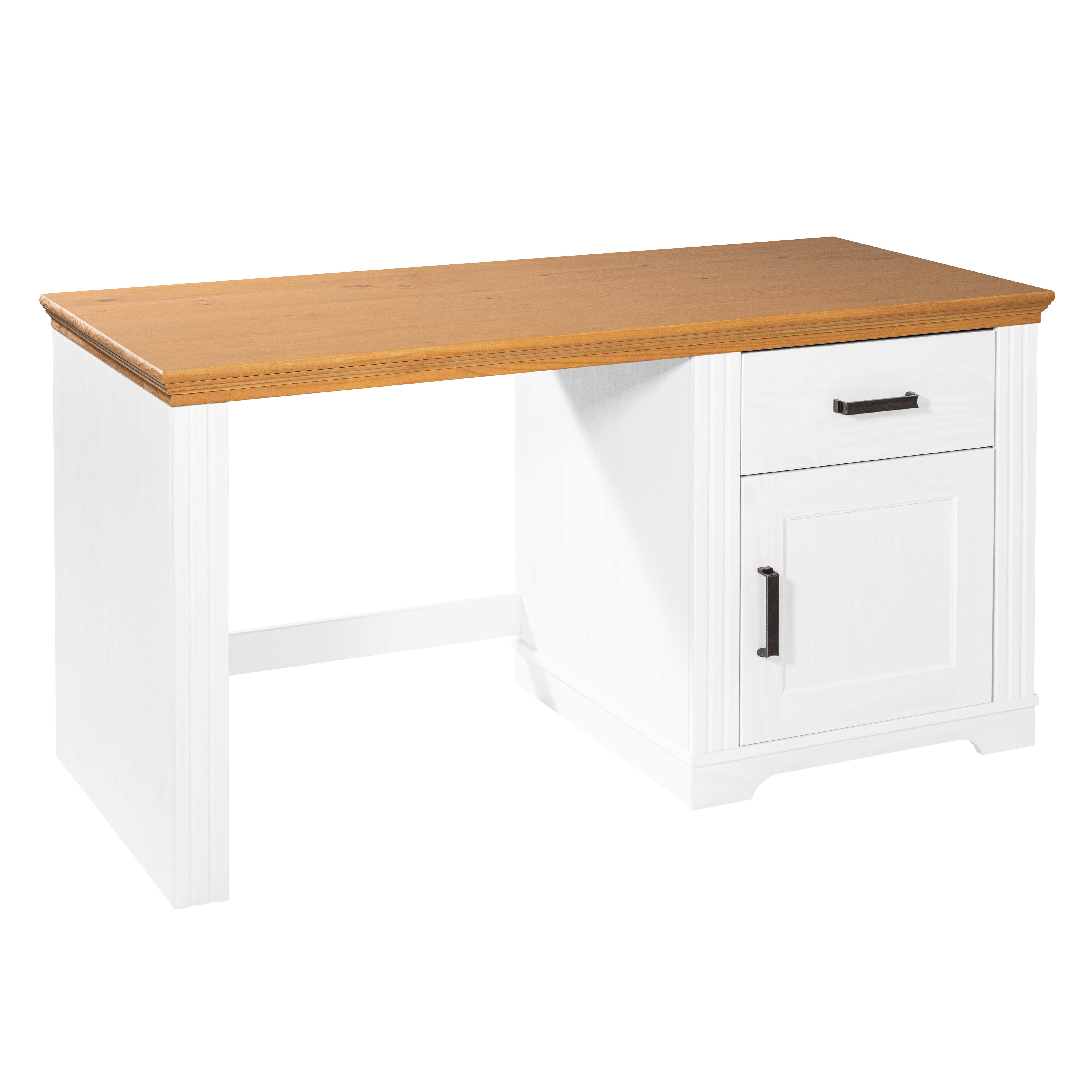 Nordic Living Collection Maluno Skrivebord       Låge  Og   Skuffe Natur Og Hvid Fyrretræ  150x65