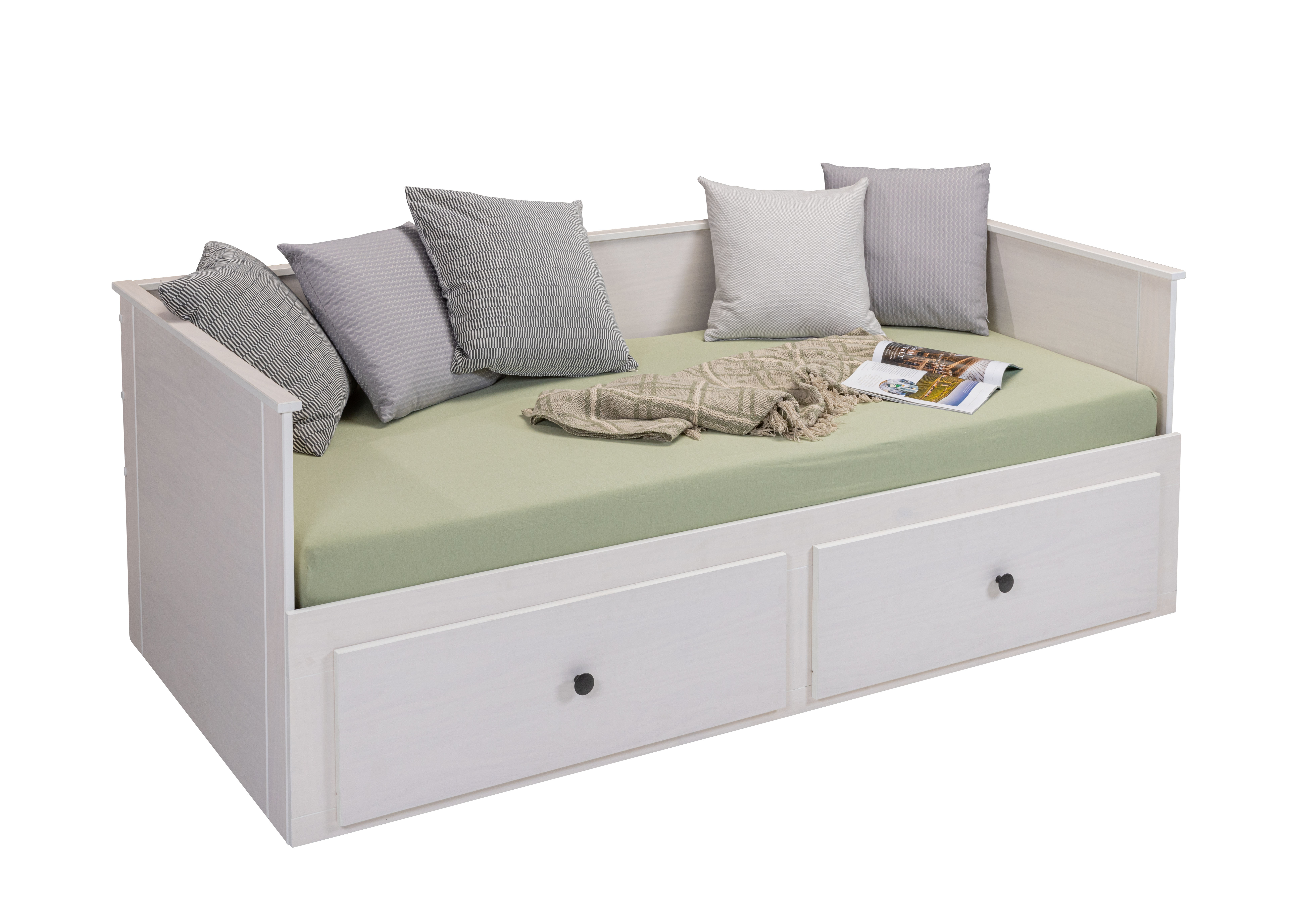Nordic Living Collection Palino  - -  Udtrækssengeramme     Lamelbund Og   Skuffer Hvid Træ  90x200