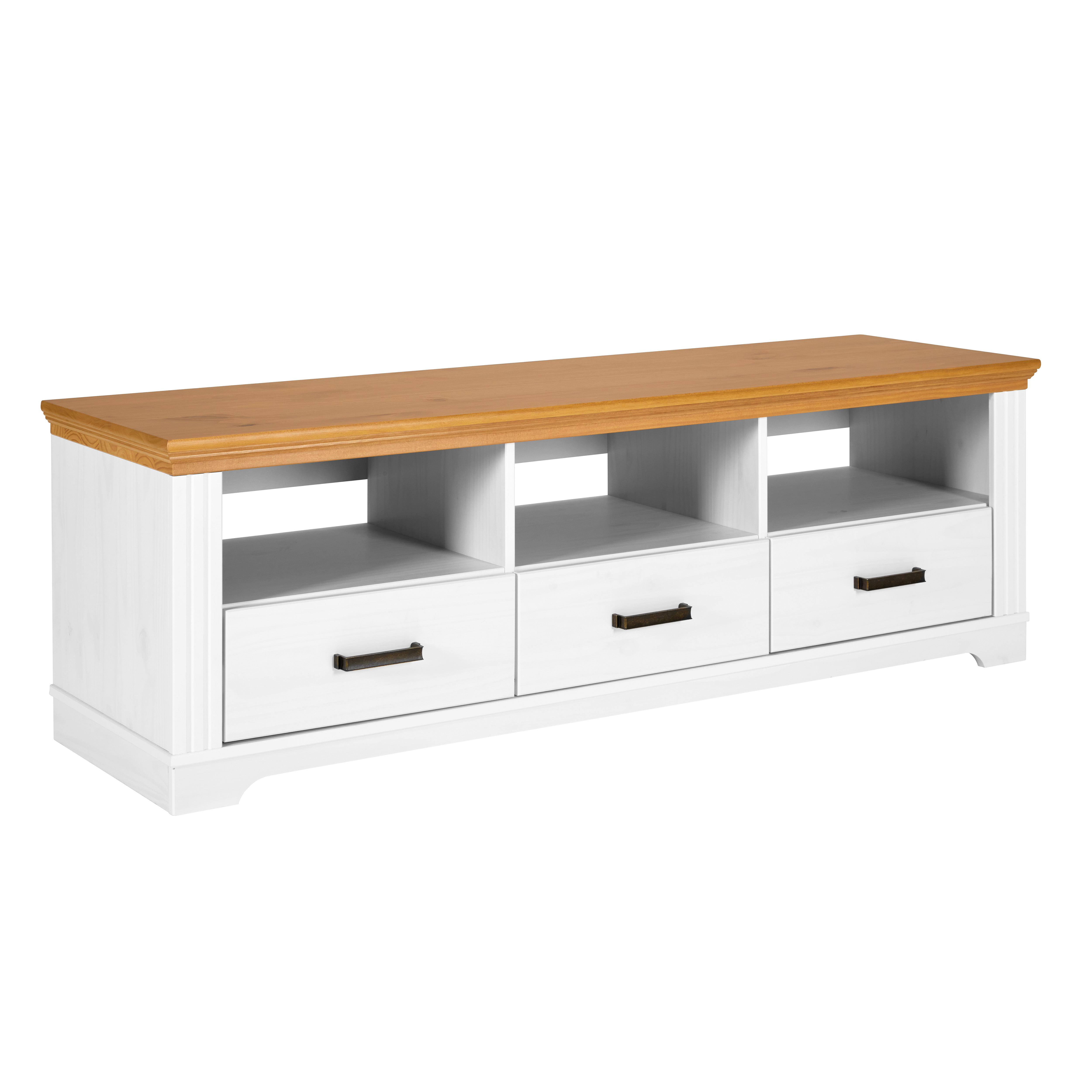 Nordic Living Collection  Tv-bord       åbne Rum Og   Skuffer Natur Og Hvid Fyrretræ  166 4x48