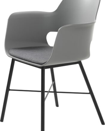 Nordique Design Whistler Spisebordsstol Med Armlæn  Grå Rio Polyester   Sorte Metalben