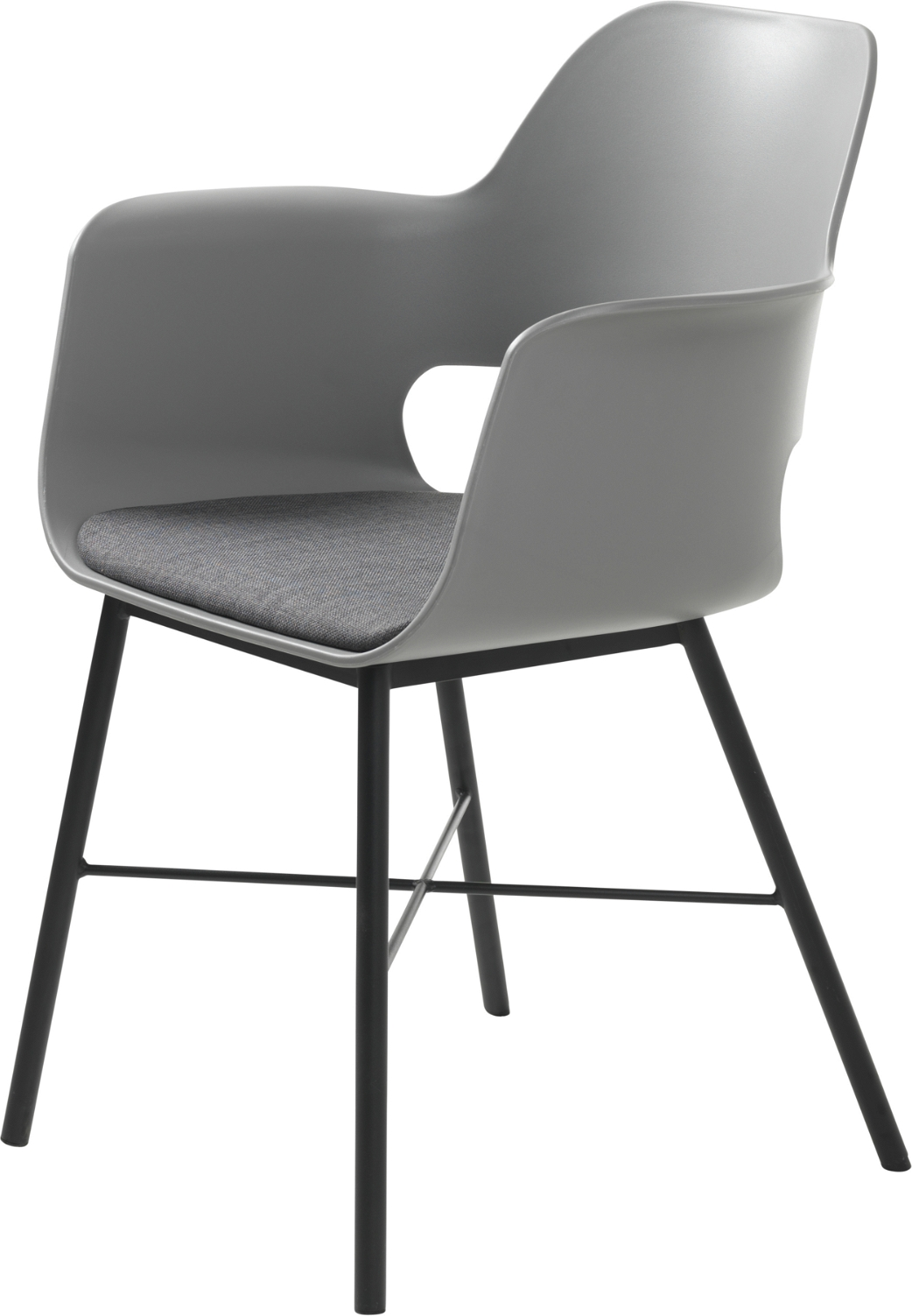 Nordique Design Whistler Spisebordsstol Med Armlæn Grå Rio Polyester Sorte Metalben