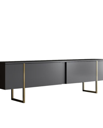 Nordvärk Luxe Tv-bord     Låger Antracitgrå Melamin Og Guld Metal  180x30
