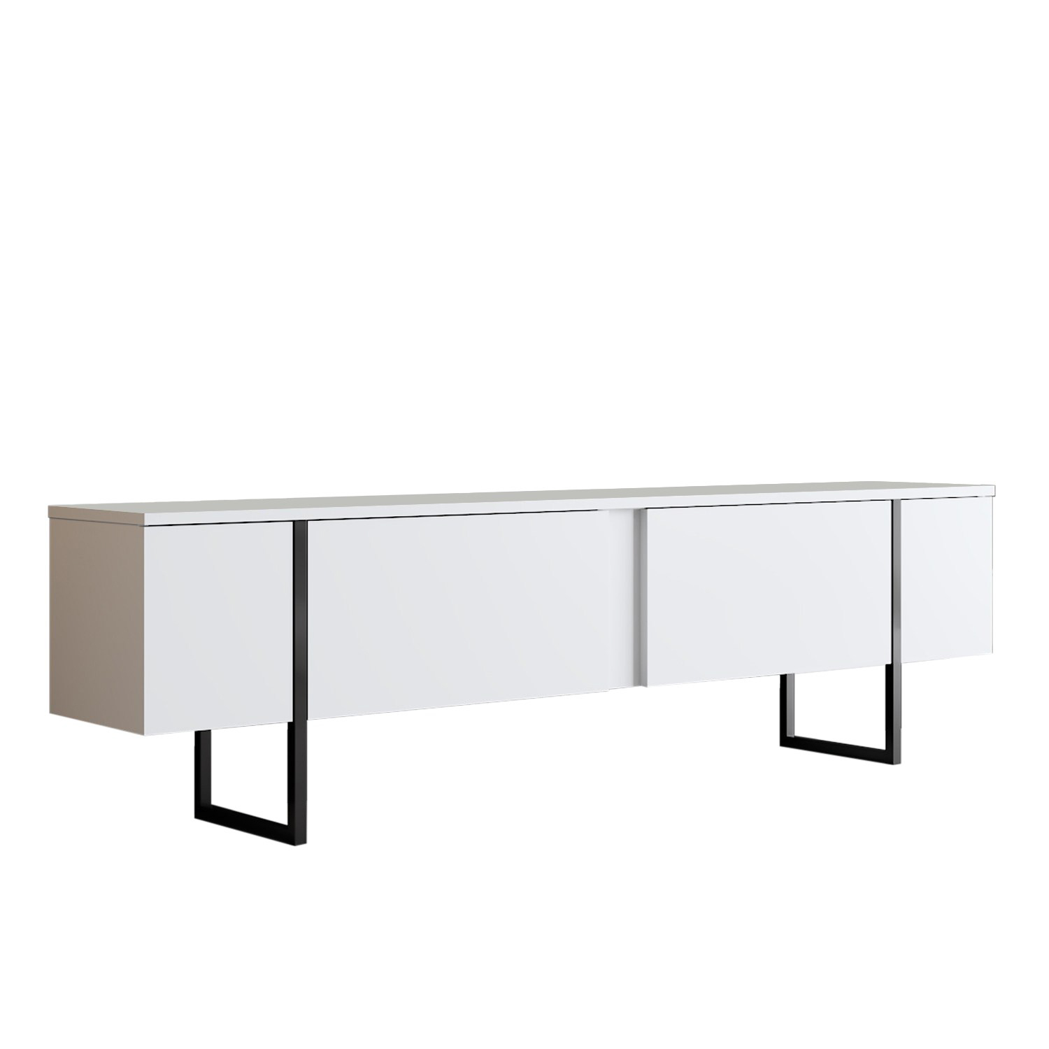 Nordvärk Luxe Tv-bord Låger Hvid Melamin Og Sort Metal 180x30
