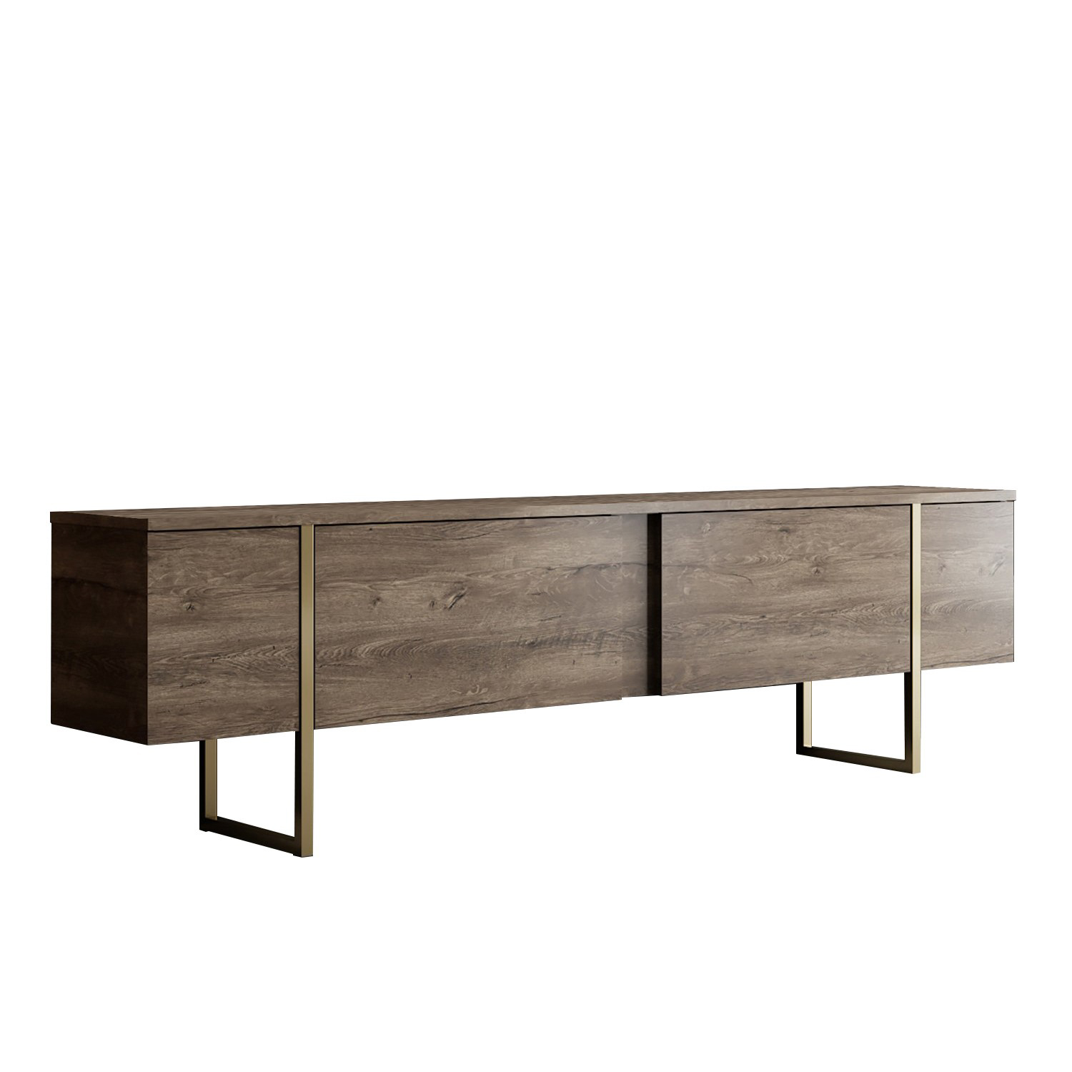 Nordvärk Luxe Tv-bord Låger Valnød Melamin Og Guld Metal 180x30