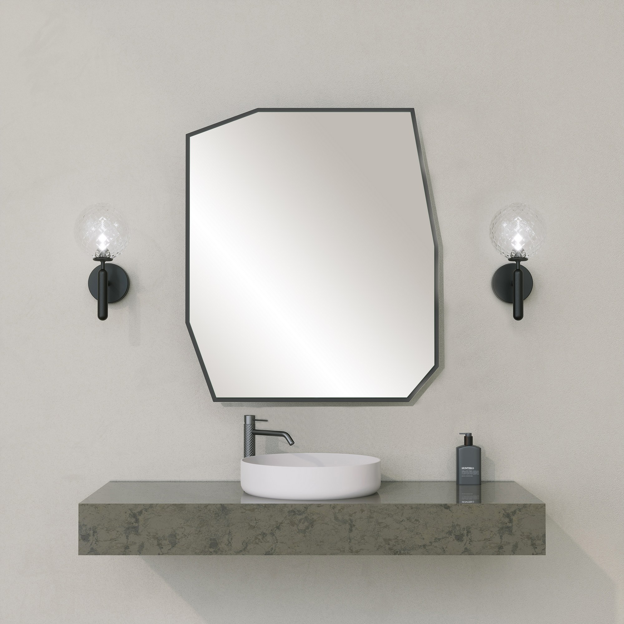 Nordvärk Quartz Vægspejl Ottekantet Spejlglas Og Sort Mdf 70x60