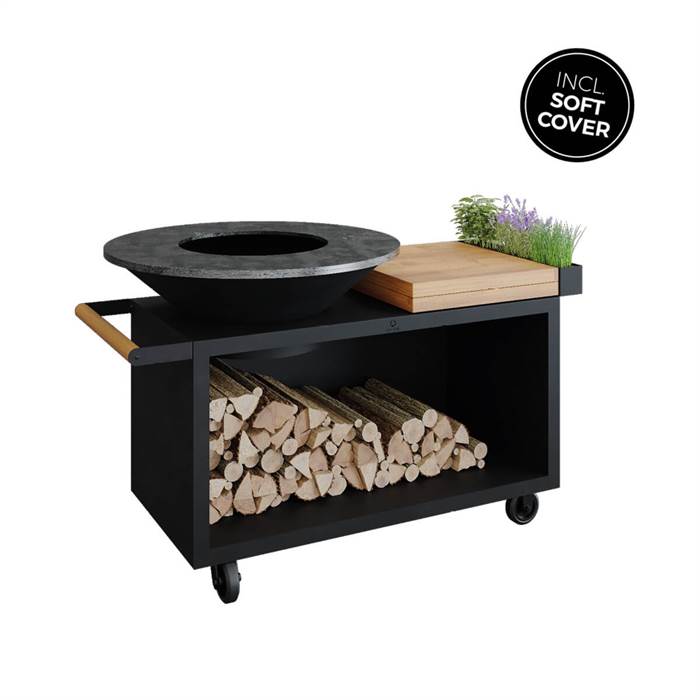 Ofyr Grill Island Black 100 Pro Teak Wood  : Erling Christensen Møbler