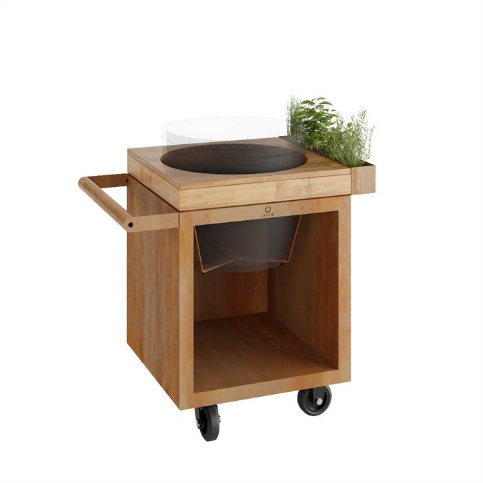 Ofyr Kamado Table Corten 65 Pro Teak Wood Bge  : Erling Christensen Møbler