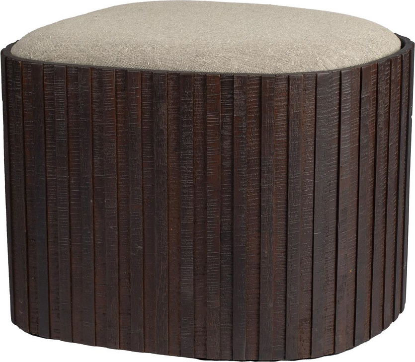 Opbevaringsboks Bænk Dutchbone Bay Genanvendt Teak  Polstret Sæde Antracit  Ribbet Design