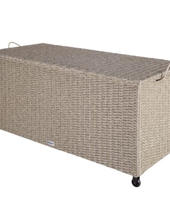 Opbevaringsboks 117x53x60cm Polyrattan Vandtæt Rullebar   Gastrykfjedre  Grå Beige