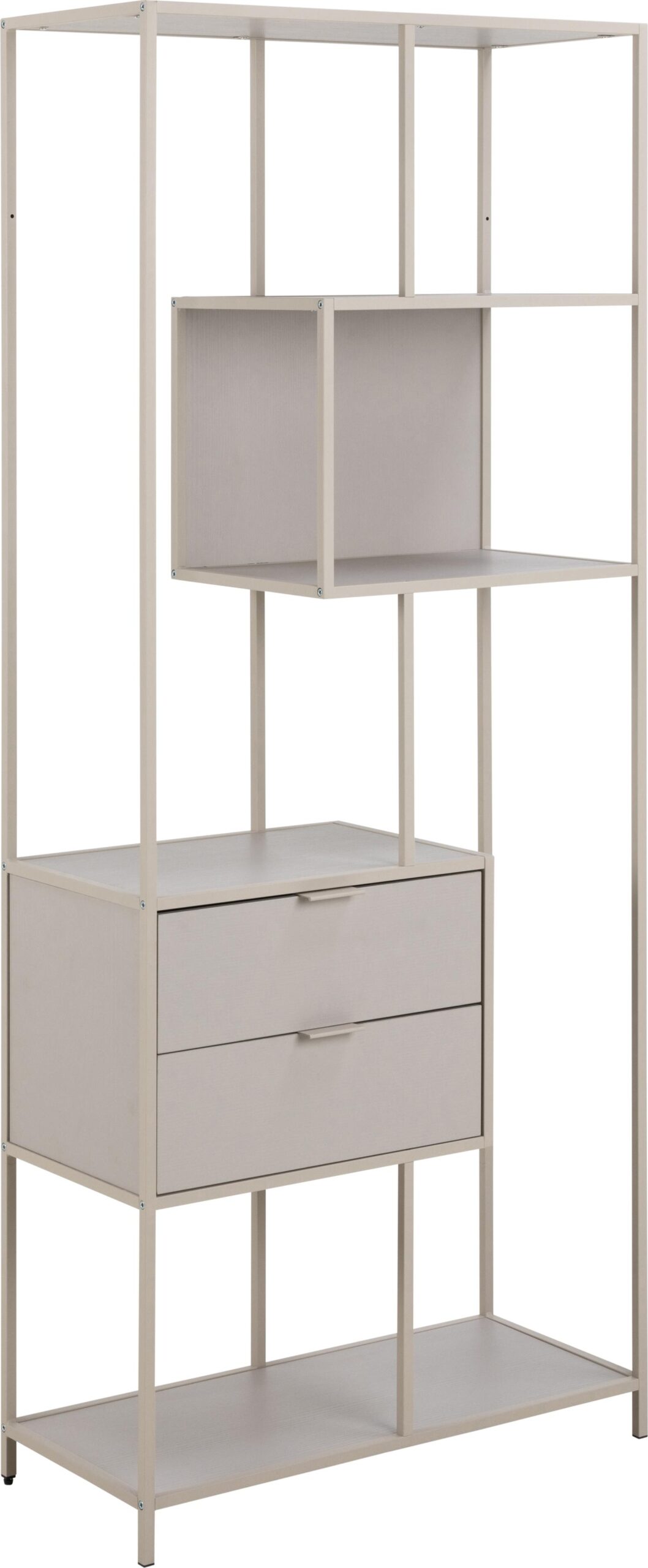 Opbevaringsreol Signature Alira Grå Melamin Hylder Skuffer H185 B77 D35 Cm