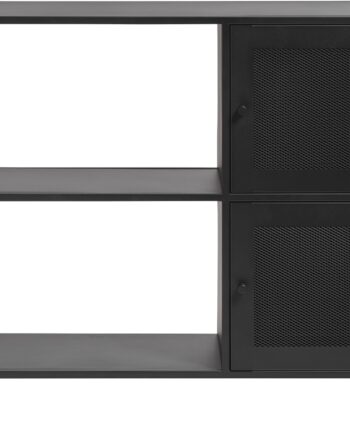 Opbevaringsskænk Nordique Design Malibu Sort Metal 81x100x35 Cm Med Metalmesh Og Valgfrie Håndtag