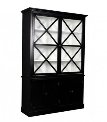 Orø Vitrineskab 211x142x46 Cm Sort Hvid