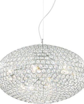 Pendel Lampe Hængelampe Ideal Lux Orion  Krom  ø50 Cm  Justerbar Højde  Metal Glas Krystal