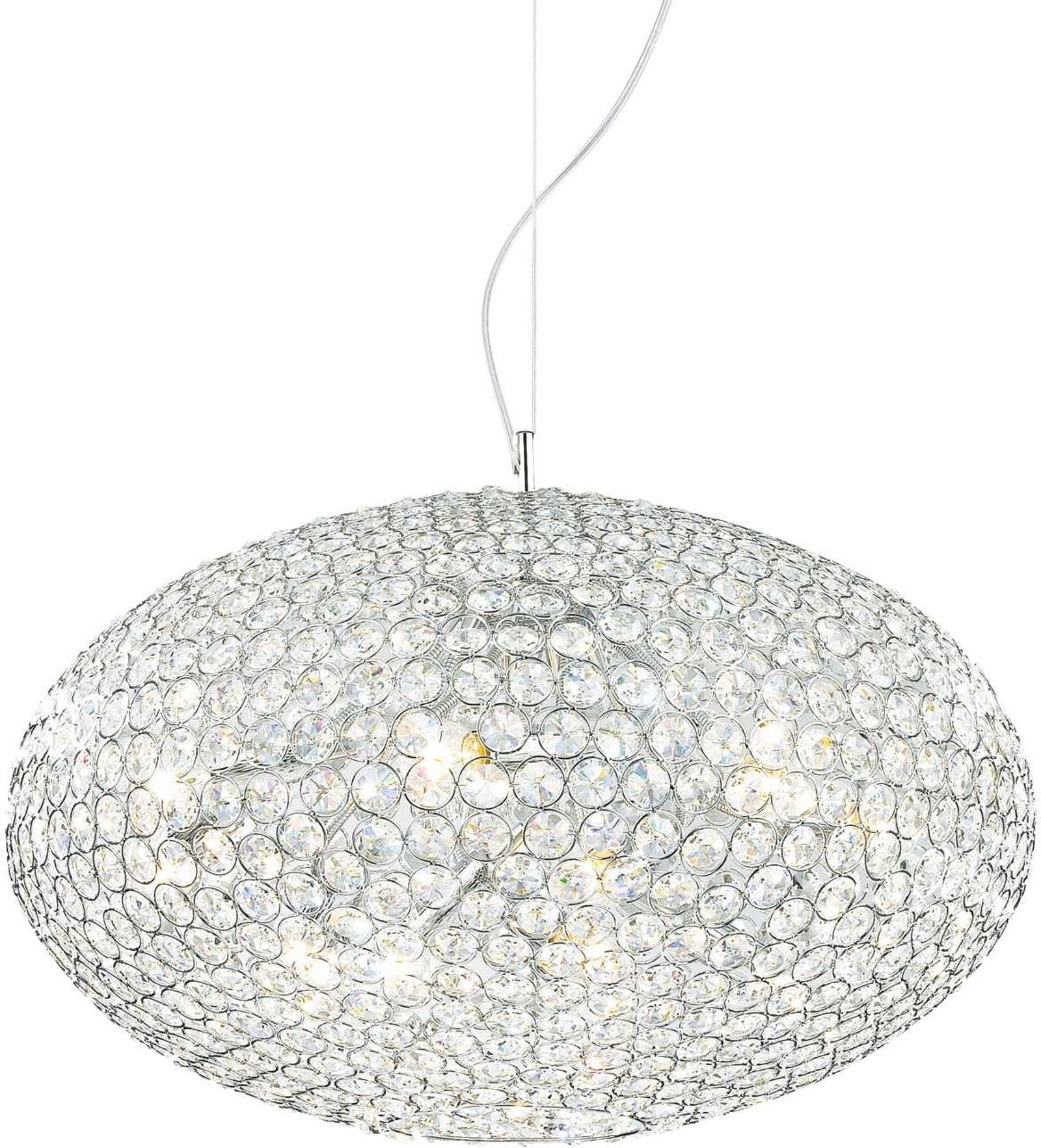 Pendel Lampe Hængelampe Ideal Lux Orion Krom ø50 Cm Justerbar Højde Metal Glas Krystal