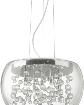 Pendel Lampe Ideal Lux Audi-80   Krom Og Klar Røget Glas ø400 Mm Justerbar Højde 260-2350 Mm