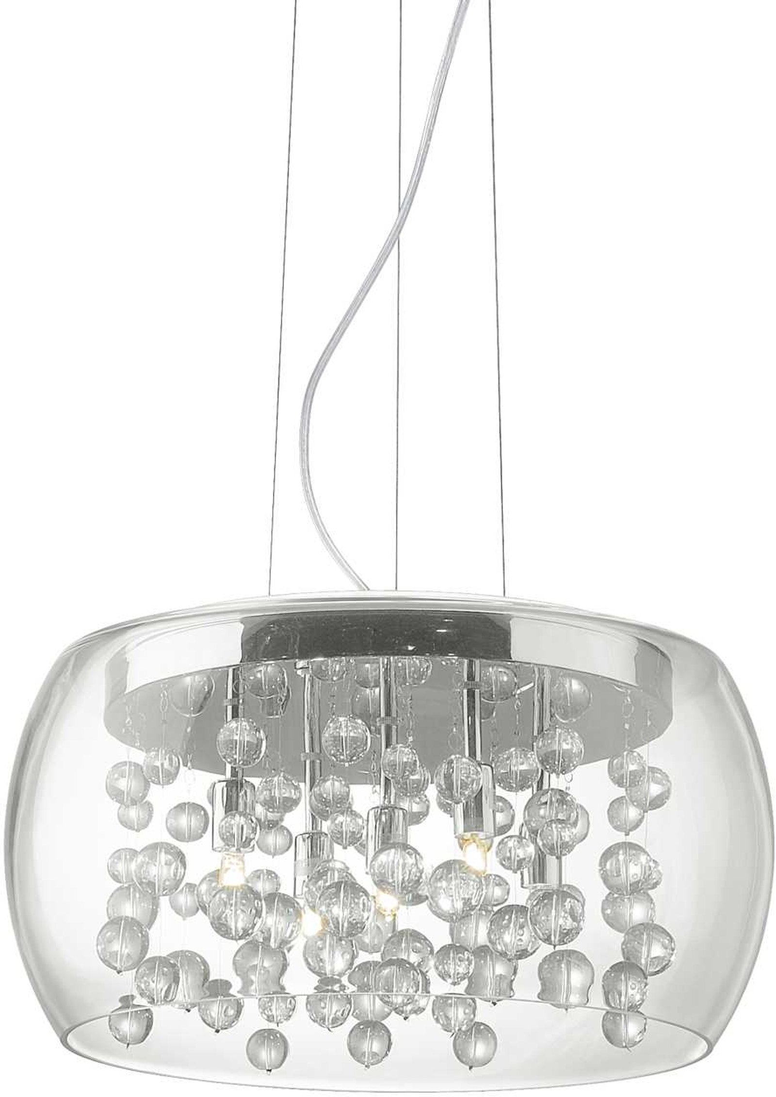 Pendel Lampe Ideal Lux Audi-80 Krom Og Klar Røget Glas ø400 Mm Justerbar Højde 260-2350 Mm