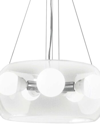 Pendel Lampe Ideal Lux Audi-10 Loftslampe ø48   Cm H40-100 Cm Glas Krom