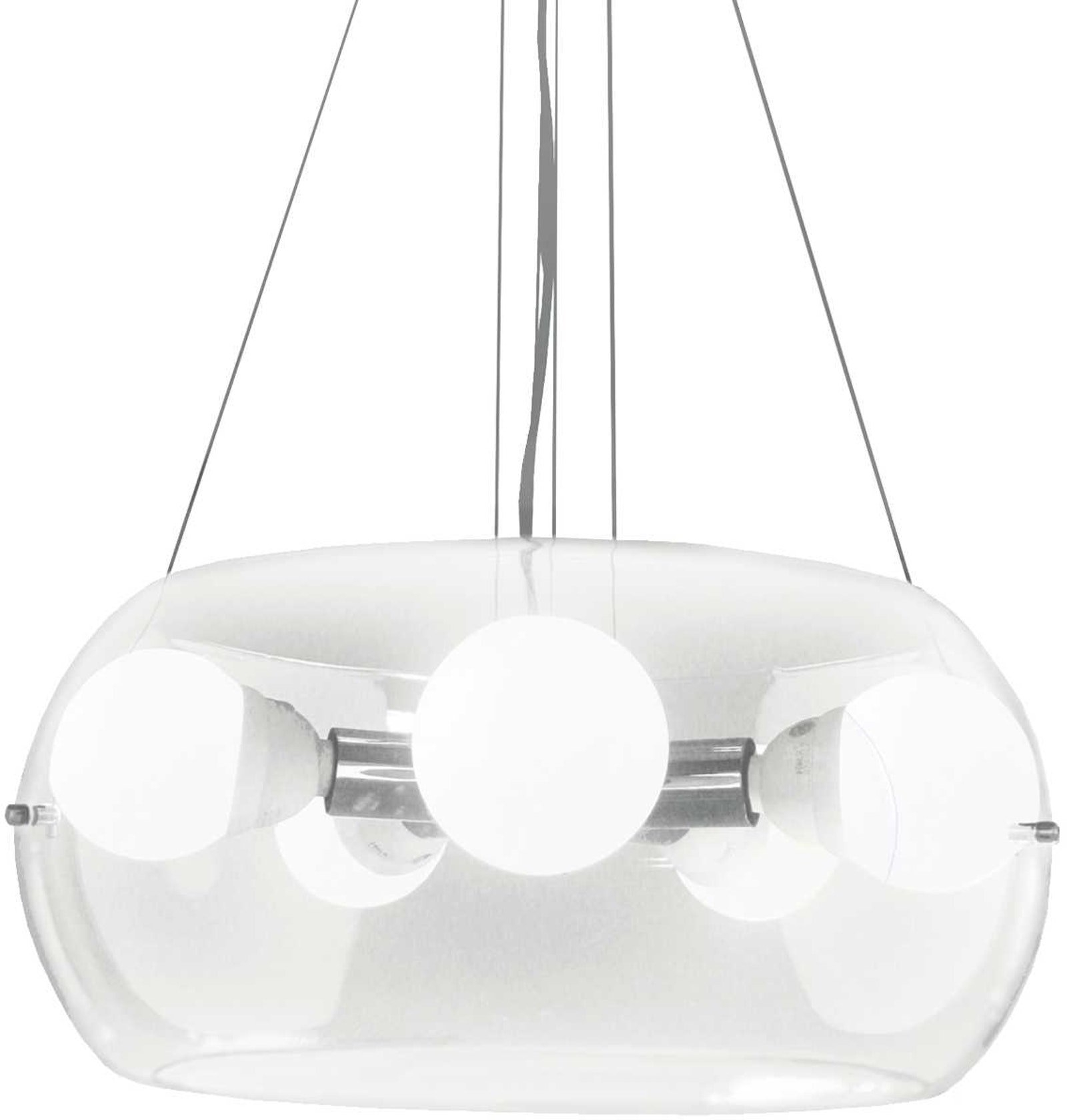 Pendel Lampe Ideal Lux Audi-10 Loftslampe ø48 Cm H40-100 Cm Glas Krom