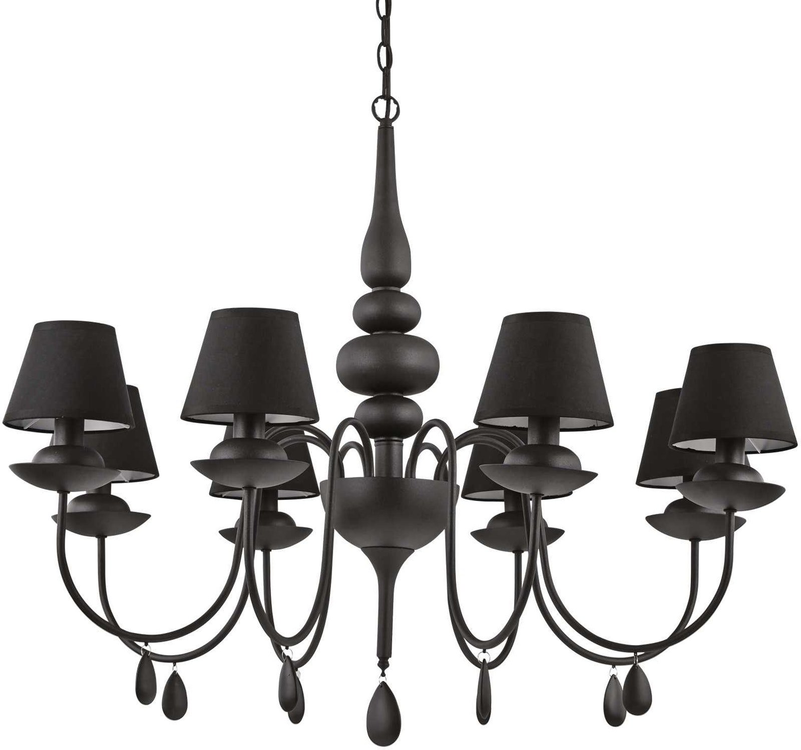Pendel Lampe Ideal Lux Blanche Sort Metal Glas Og Stof ø92 Cm Justerbar 90-180 Cm 8xe14