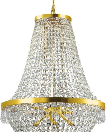 Pendel Lampe Ideal Lux Caesar   Guld ø55 Cm H110 210 Cm Metal Glas Krom