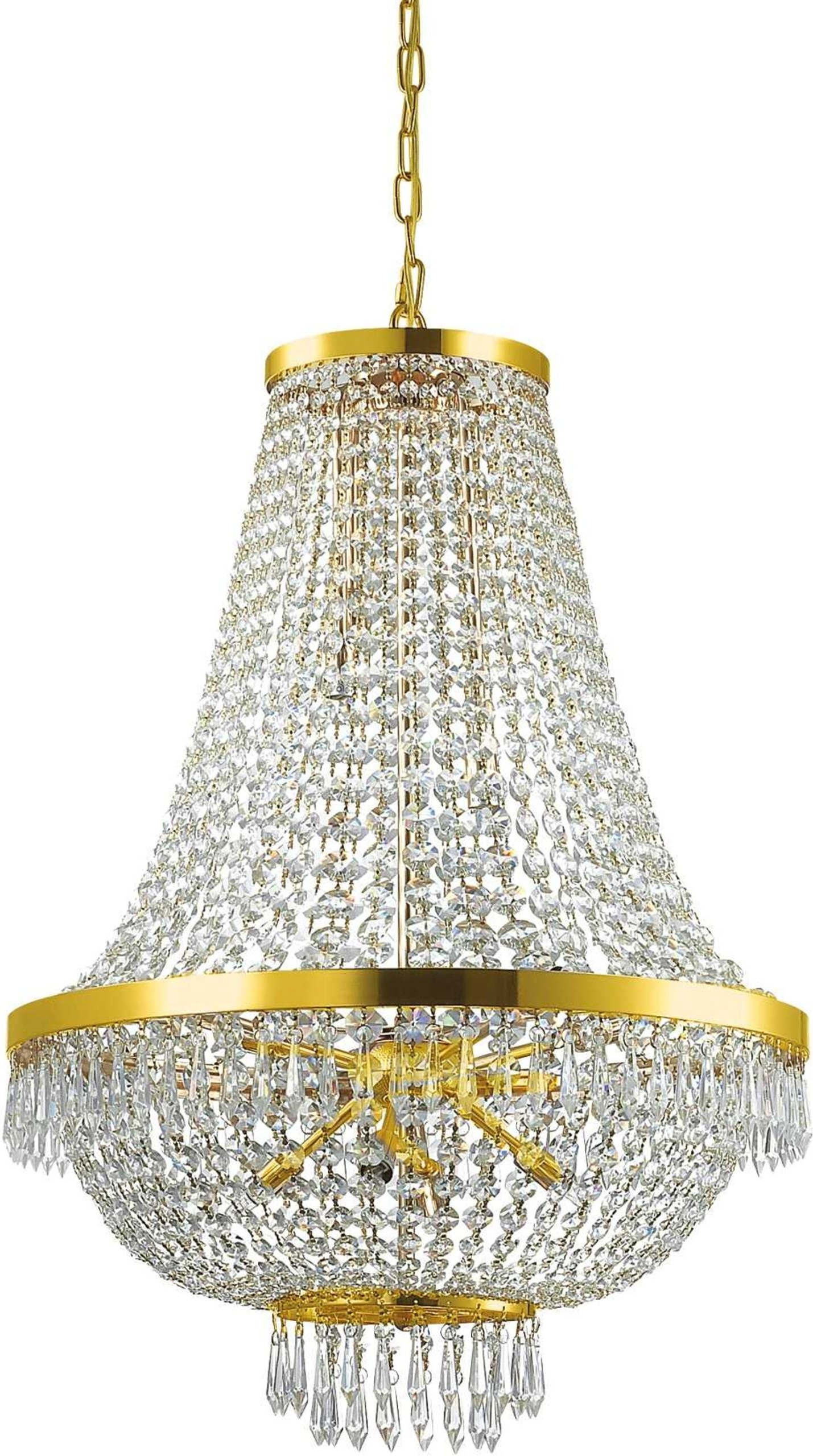 Pendel Lampe Ideal Lux Caesar Guld ø55 Cm H110 210 Cm Metal Glas Krom