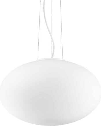 Pendel Lampe Ideal Lux Candy ø50 Cm Justerbar Hvid Krom Glas