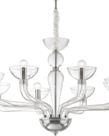 Pendel Lampe Ideal Lux Casanova   Håndlavet Blæst Glas Med Kromdetaljer ø88 Cm Justerbar Højde Indendørs Belysning