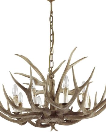Pendel Lampe Ideal Lux Chalet ø91 Cm Justerbar Højde 70-140 Cm Beige Metal Rustik Dekorlampe