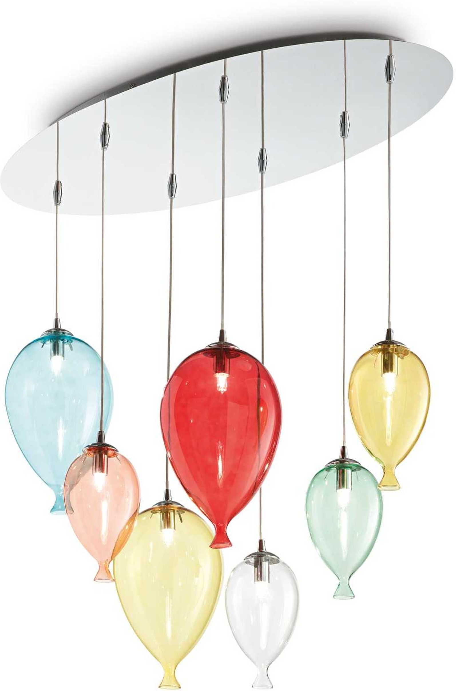 Pendel Lampe Ideal Lux Clown Flerfarvet Krom L80 H40-135 B30 Cm