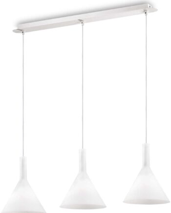 Pendel Lampe Ideal Lux Cocktail   Hvidt Syreætset Glas ø200   H320-1250 Mm Justerbar Højde  -armet E14