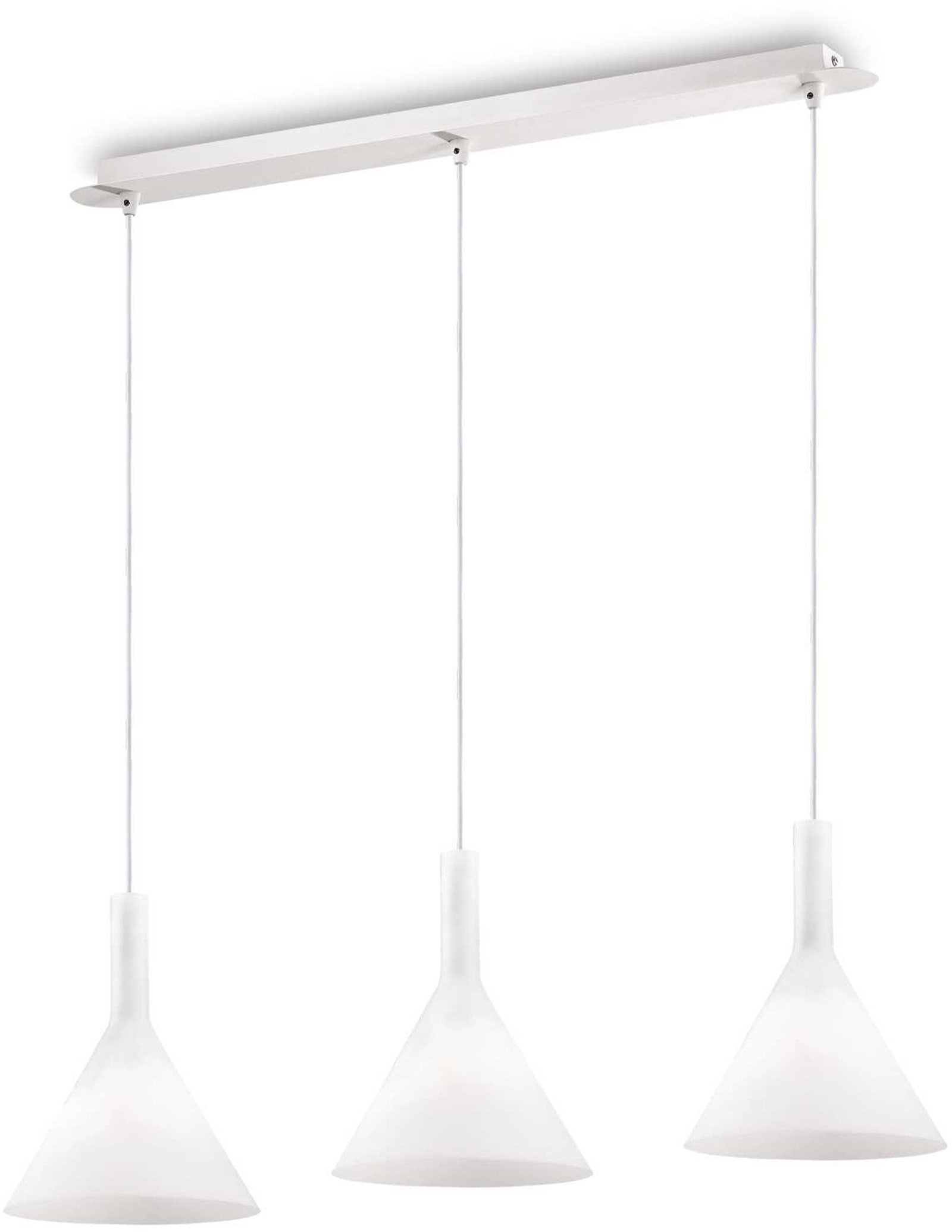 Pendel Lampe Ideal Lux Cocktail Hvidt Syreætset Glas ø200 H320-1250 Mm Justerbar Højde -armet E14