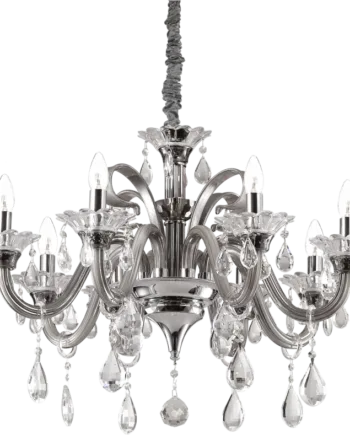 Pendel Lampe Ideal Lux Colossal ø78 Cm Justerbar Højde 85-160 Cm Gennemsigtig Krom