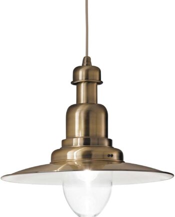 Pendel Lampe Ideal Lux Fiordi Antik Messing Metal Og Håndblæst Glas ø40 Cm