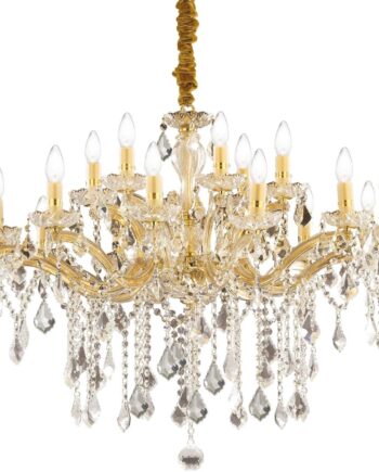 Pendel Lampe Ideal Lux Florian ø86 Cm H95 123 Cm Guld Messing Glas Krom