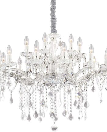 Pendel Lampe Ideal Lux Florian ø86 Cm H95-123 Cm Krystalglas Krom Loftlampe 18   E14 Indendørs