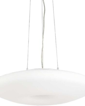 Pendel Lampe Ideal Lux Glory Loftlampe ø400   H260-2350 Mm Glas Hvid Krom 3xe27