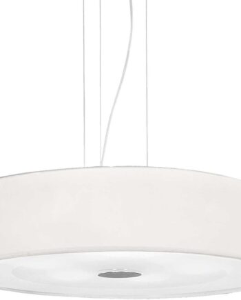 Pendel Lampe Ideal Lux Hilton     E27 Hvid Krom ø60 Cm Justerbar Højde 21-230 Cm