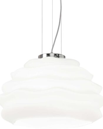 Pendel Lampe Ideal Lux Karma ø390   H295-2385 Mm Hvid Krom Glas E27