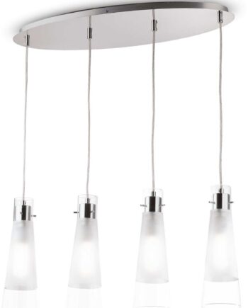 Pendel Lampe Ideal Lux Kuky  -armet Højdejusterbar Med Glasskærme E27 Og Krom Finish