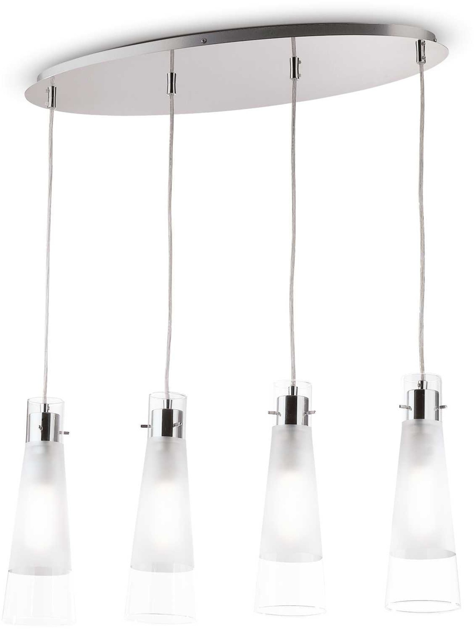 Pendel Lampe Ideal Lux Kuky -armet Højdejusterbar Med Glasskærme E27 Og Krom Finish
