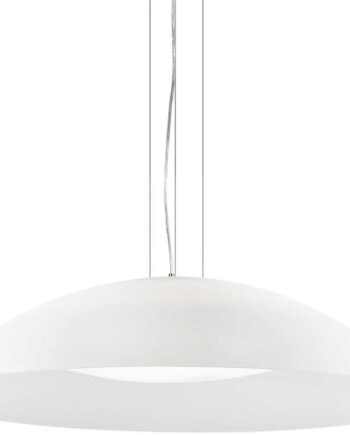 Pendel Lampe Ideal Lux Lena Glas Hvid Krom ø74 Cm Justerbar Højde 25 234 Cm 3xe27 Ophængslampe