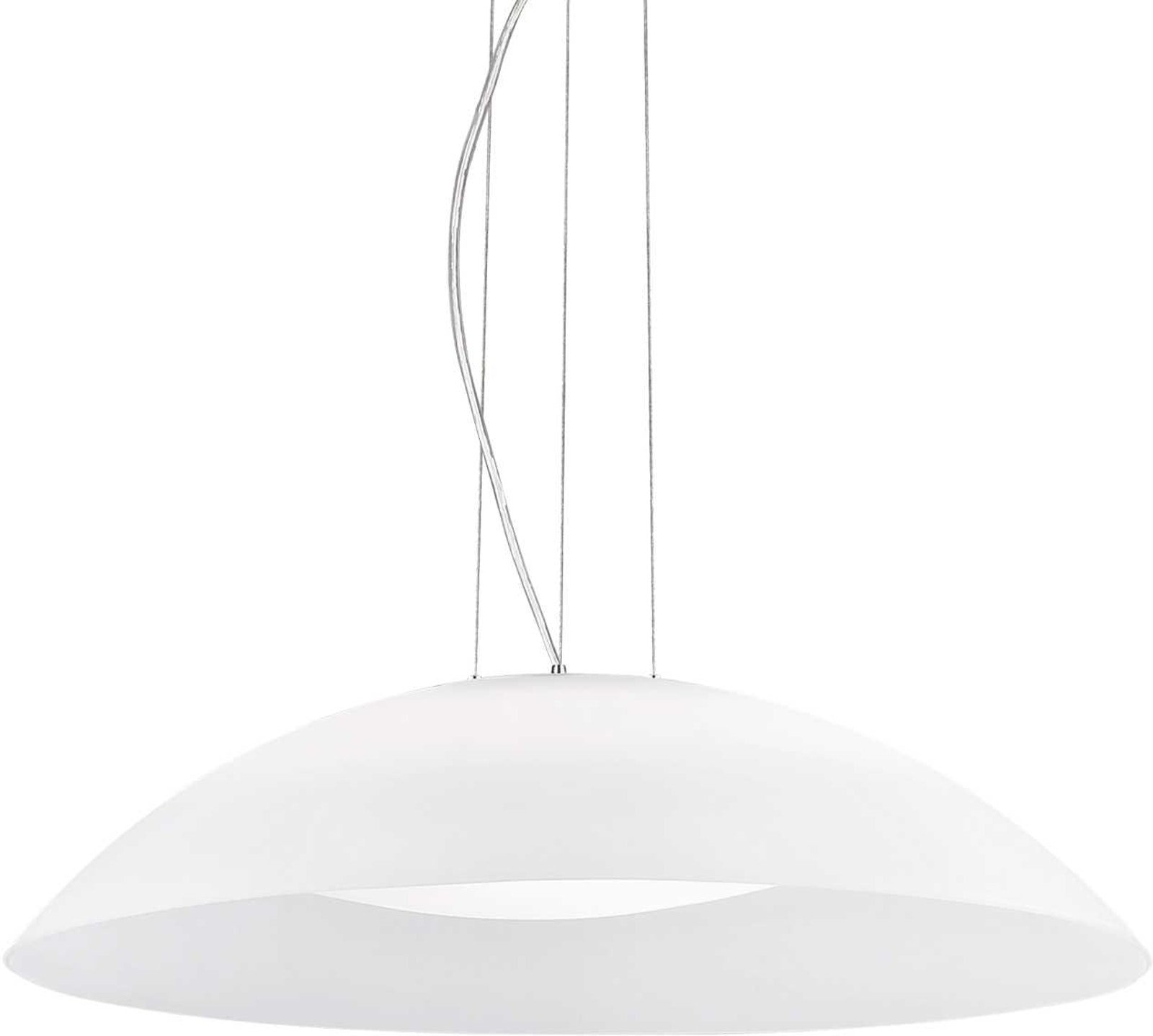 Pendel Lampe Ideal Lux Lena ø640 Mm Justerbar Højde 250 2340 Mm Hvid Krom Glas E27 X3
