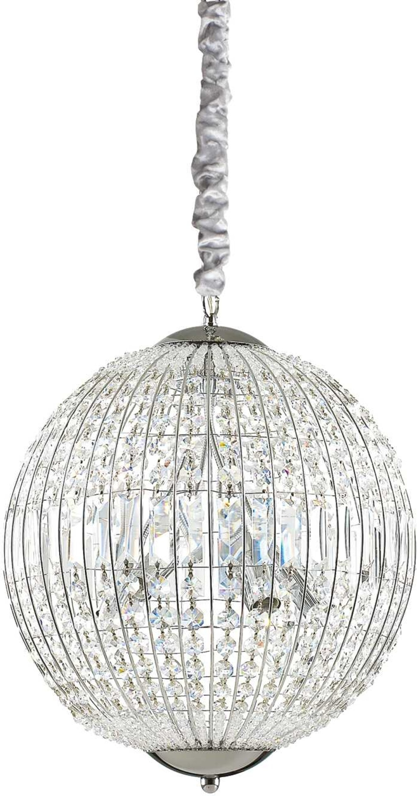 Pendel Lampe Ideal Lux Luxor ø40 Cm Justerbar Højde Krom Med Krystaldråber G9-pærer