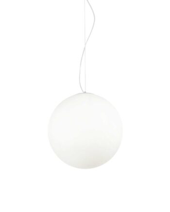 Pendel Lampe Ideal Lux Mapa Bianco Hvid Glas ø40 Cm Justérbar Højde 46-255 Cm