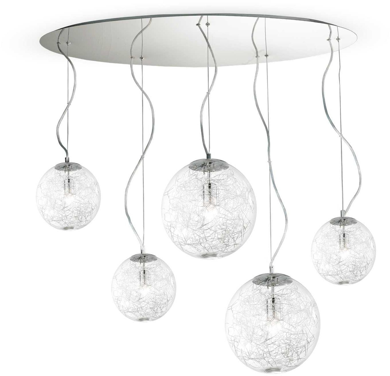 Pendel Lampe Ideal Lux Mapa Max Krom-glas Hængelampe Med Justerbar Højde 350-1100 Mm 5ã E27